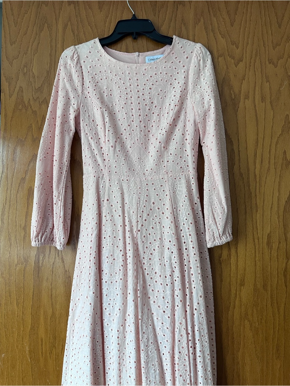 Urban Modesty Maxi Pink Eyelet Long-Sleeve Hijab Dress